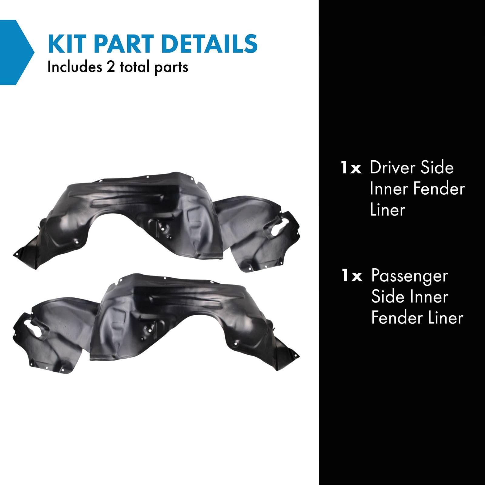 Trq Inner Fender Liner Set Compatible With 1997-2001 Lexus Es300 Lx1250105 Lx1251105