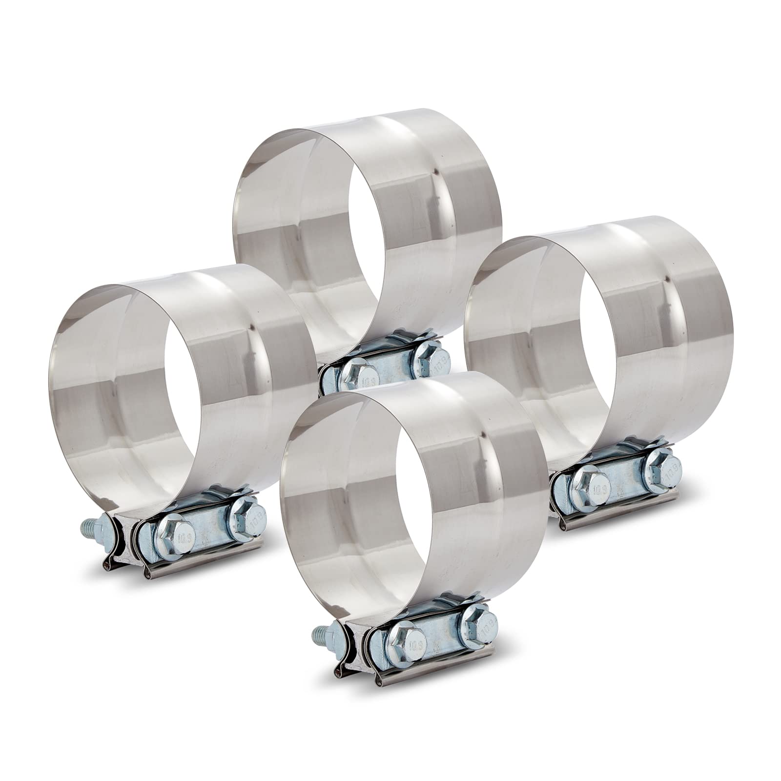 Floshine 3 In Lap Joint Band Clamps,Exhaust Muffler Clamp 4 Pcs,Exhaust Pipe Clamps Preformed Stainless Steel