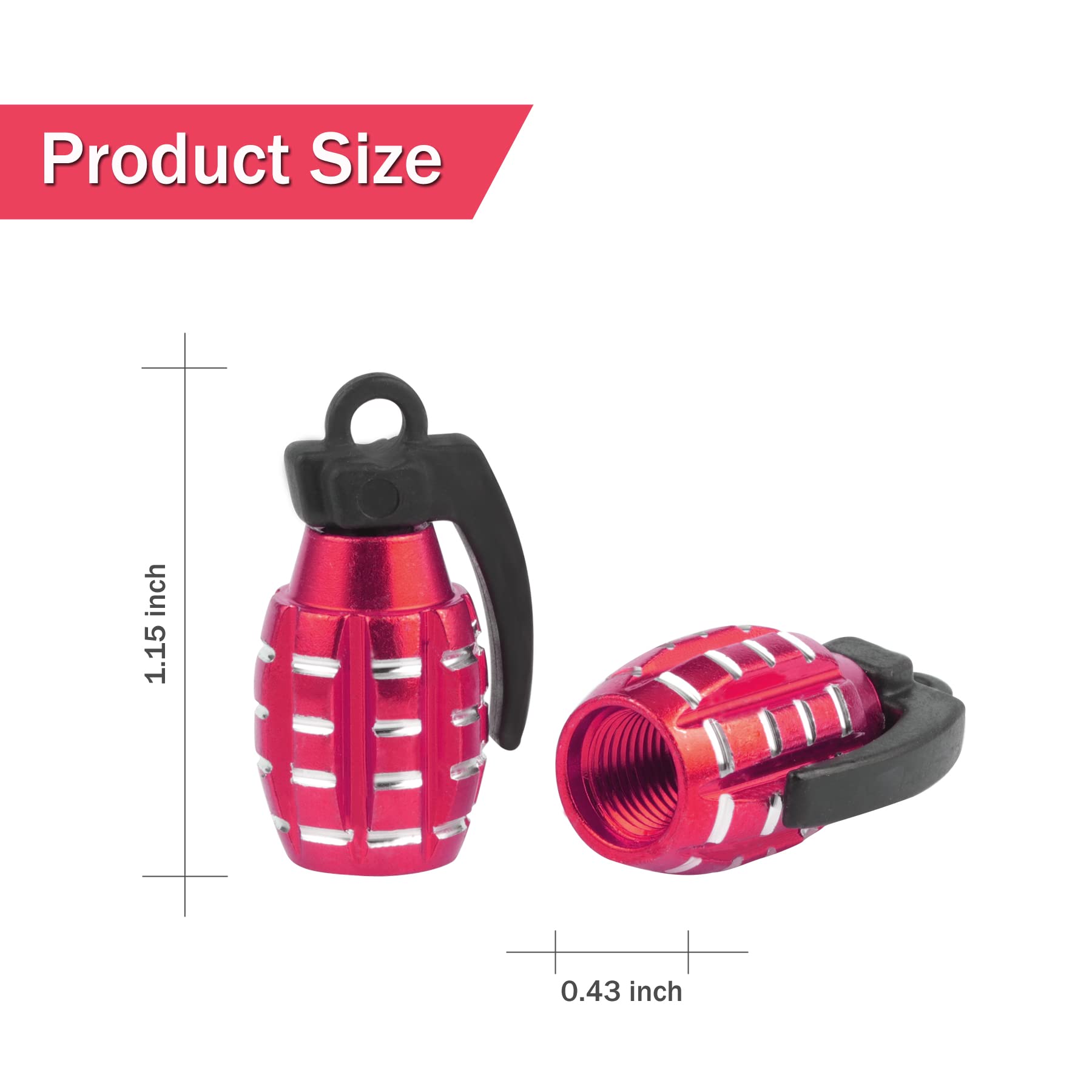 Singaro Car Tire Valve Stem Cap, Personalized Tire Valve Stem Cap Exterior Accessories, Universal For Car, Truck, Suv, Motorcycle And Bicycle (4Pcs Red)