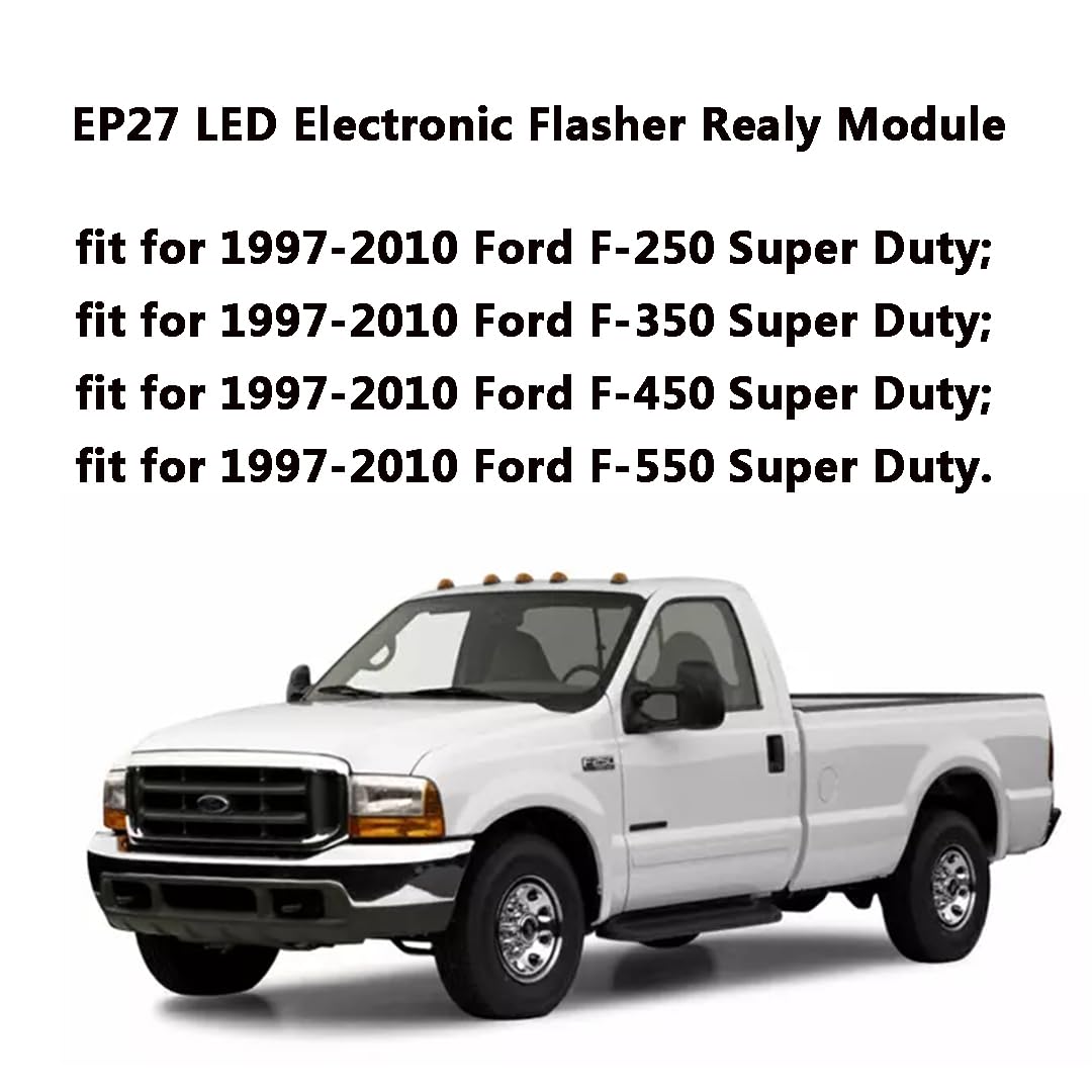 EP27 LED Flasher Relay 5 Pin Fit for 1997-2008 Ford F150 | 1997-2010 Super Duty F250-F550 | 1995-2011 Ranger | LED Electronic Tu