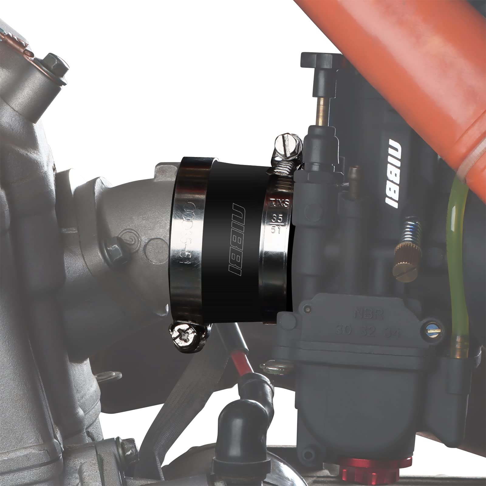 Nibbi Motorcycle Carburetor Intake Manifold,Interface Glue Intake Manifold Rubber, 33Mm Carb Manifold Spare Part For Dirt Bike Atv Go Kart Motorcross (33Mm)