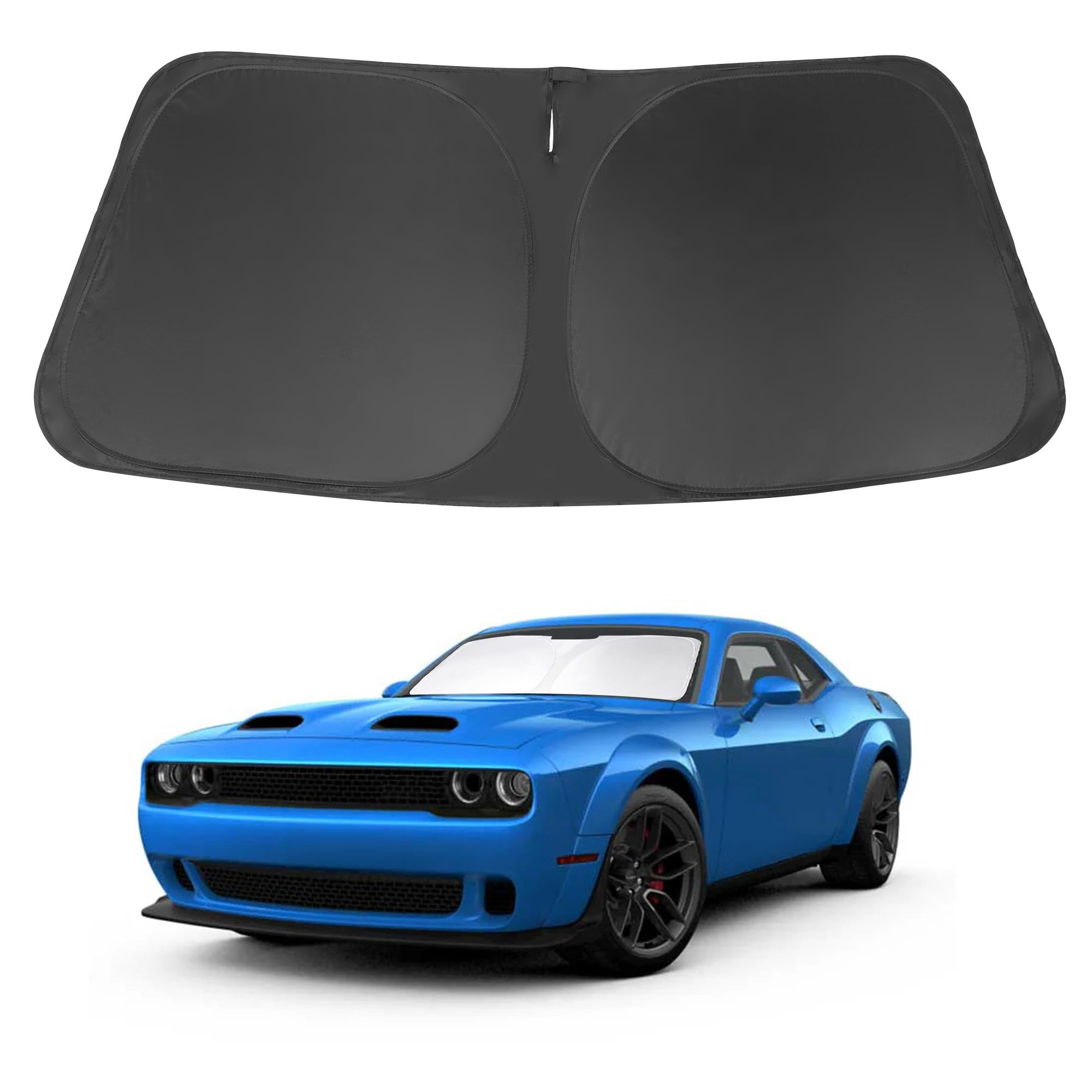 Windshield Sun Shade Compatible With 2015-2023 Dodge Challenger Accessories Coupe,Srt Hellcat,Redeye,Gt,Rt,Ta Coupe,Widebody,Sxt