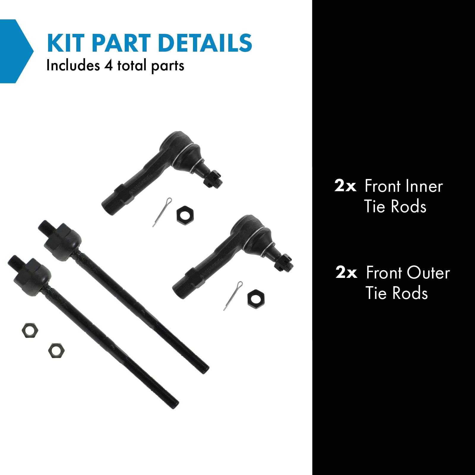 Trq Front Tie Rod Set Compatible With 1998-2001 Ford Explorer 1998-2011 Ranger 2001-2009 Mazda B2300 B2500 1998-2007 B3000 1998-