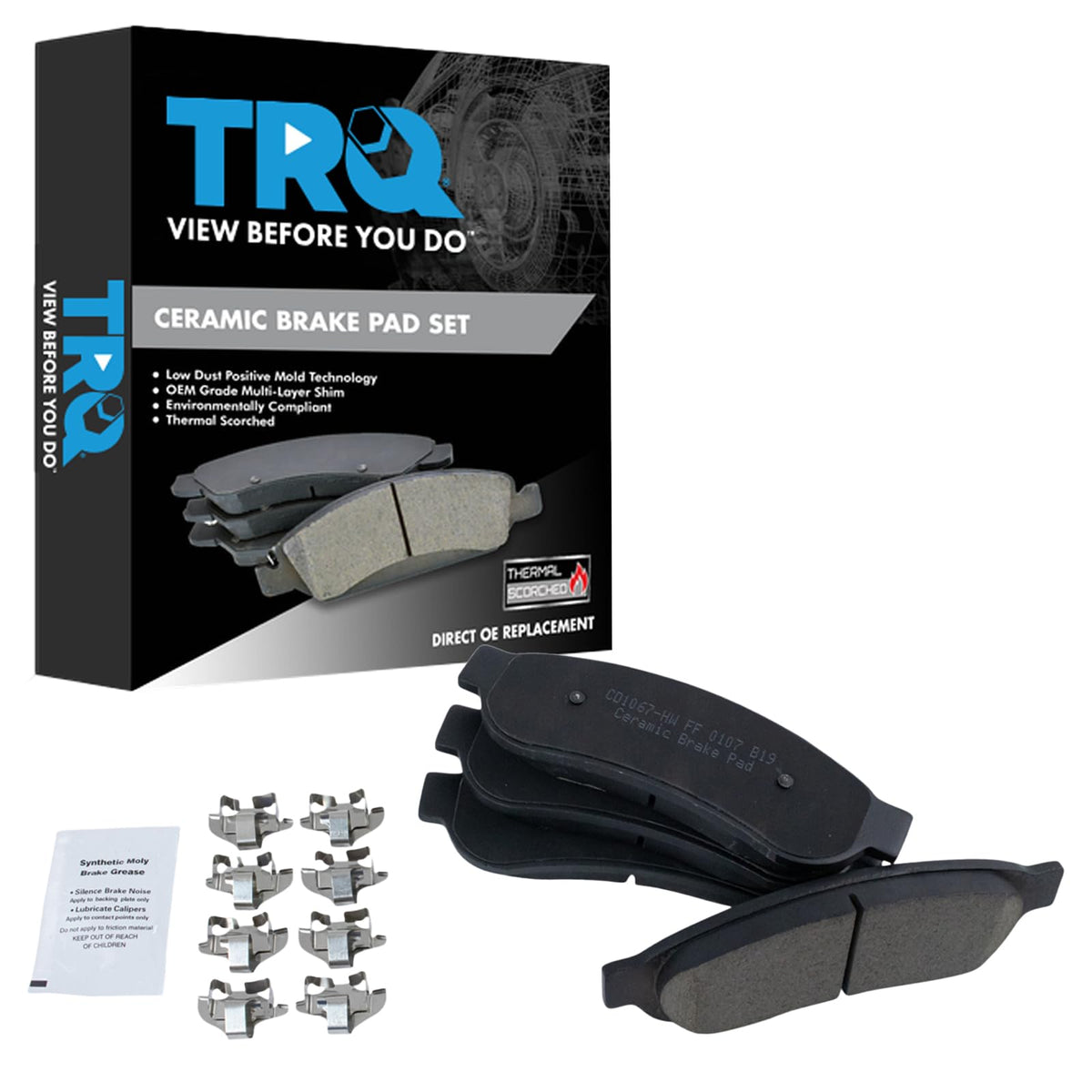 TRQ Rear Brake Pads Ceramic - Compatible with 2008-2012 Ford F-250, 2005-2012 F-350, 2011-2012 F-450 Super Duty