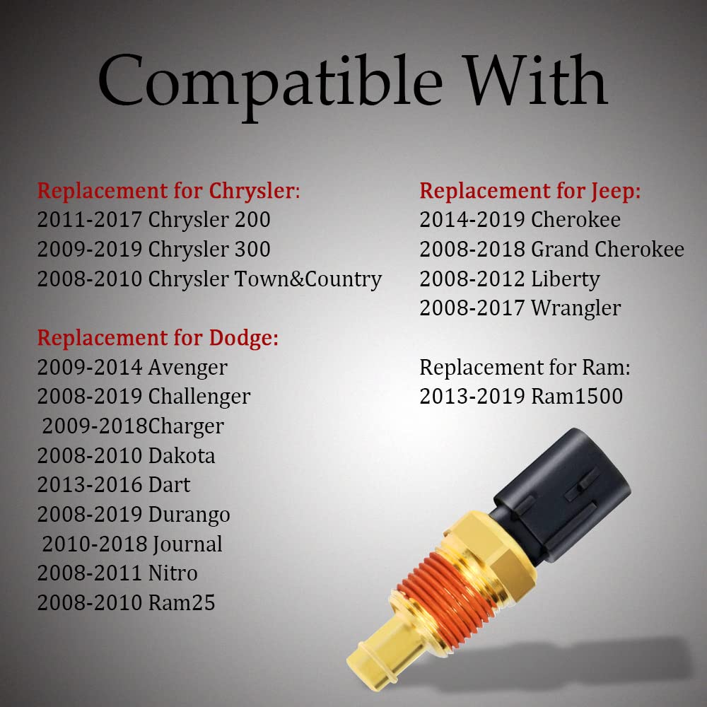 HAOBO Engine Coolant Temperature Sensor, Water Temperature Sensor 5149077AB Compatible with Chrysler, Grand Cherokee, J-eep Wran