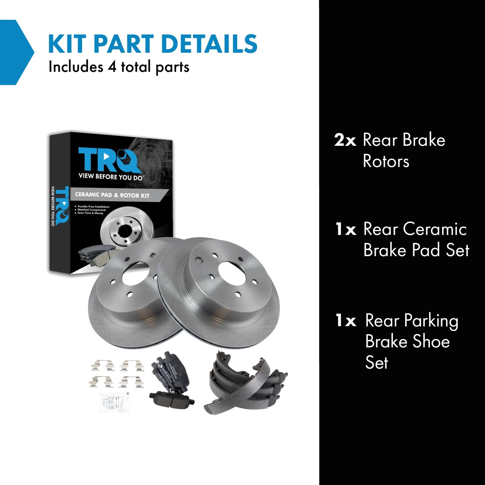 Trq Rear Brake Pad & Rotor Kit Ceramic Compatible With 10-12 Fx35 13 Fx37 Jx35 12-13 M35H 11-13 M37 M56 03-17 Murano 13-17 Pathf