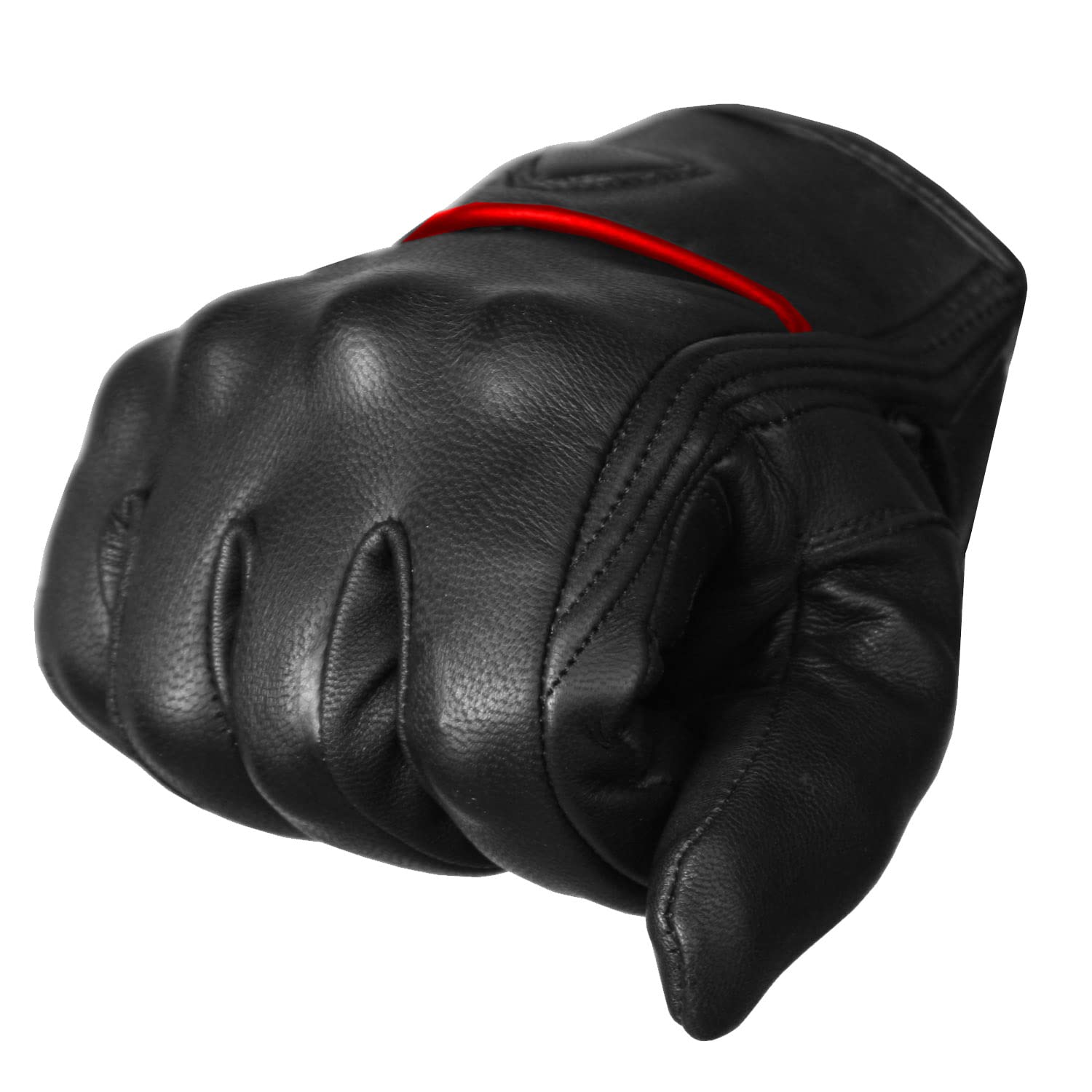 Jackets 4 Bikes Men'S Premium Leather Street Motorcycle Protective Cruiser Biker Gel Gloves Blackred M