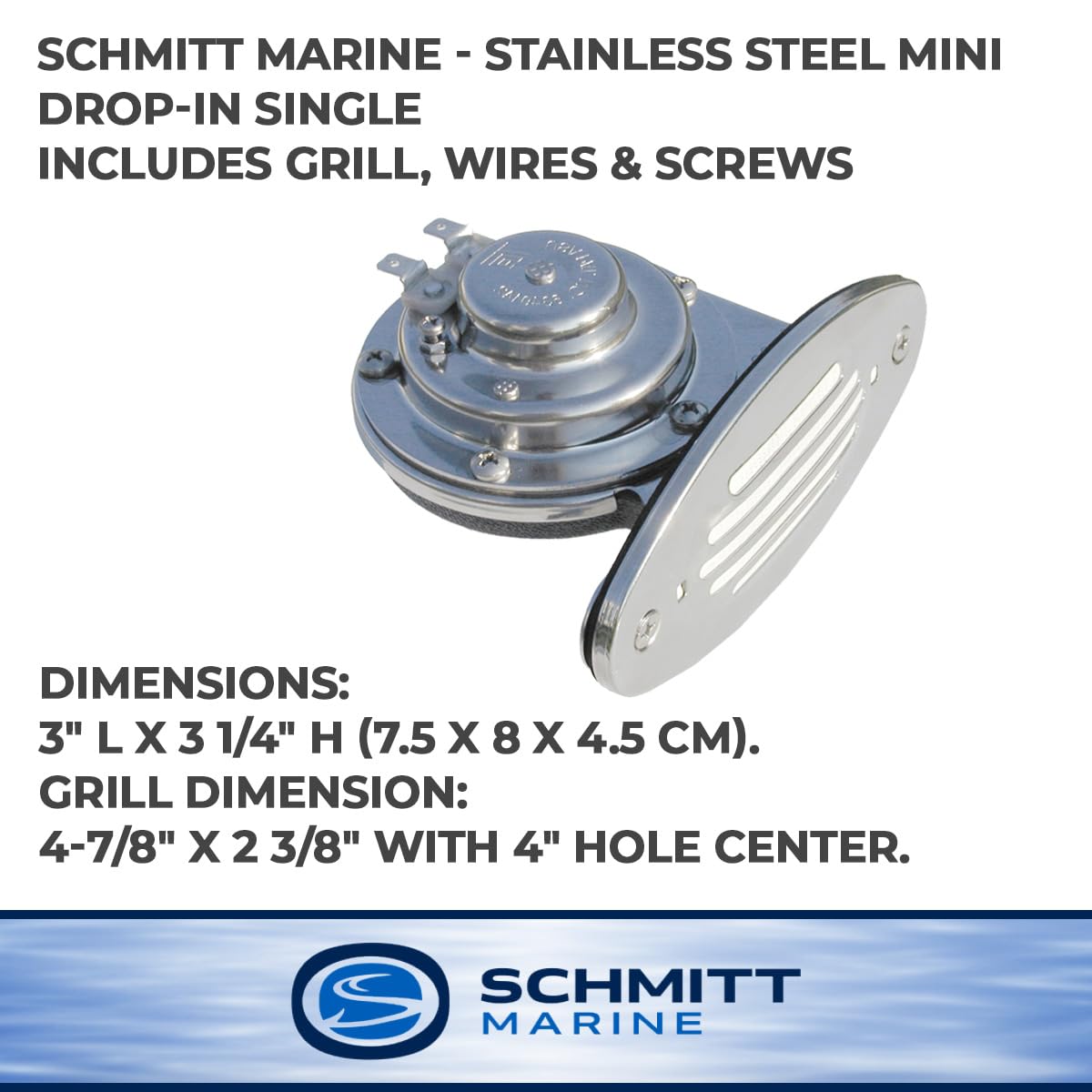 Ongaro Mini Single Drop-In Horn W/Ss Grill - 12V Low Pitch