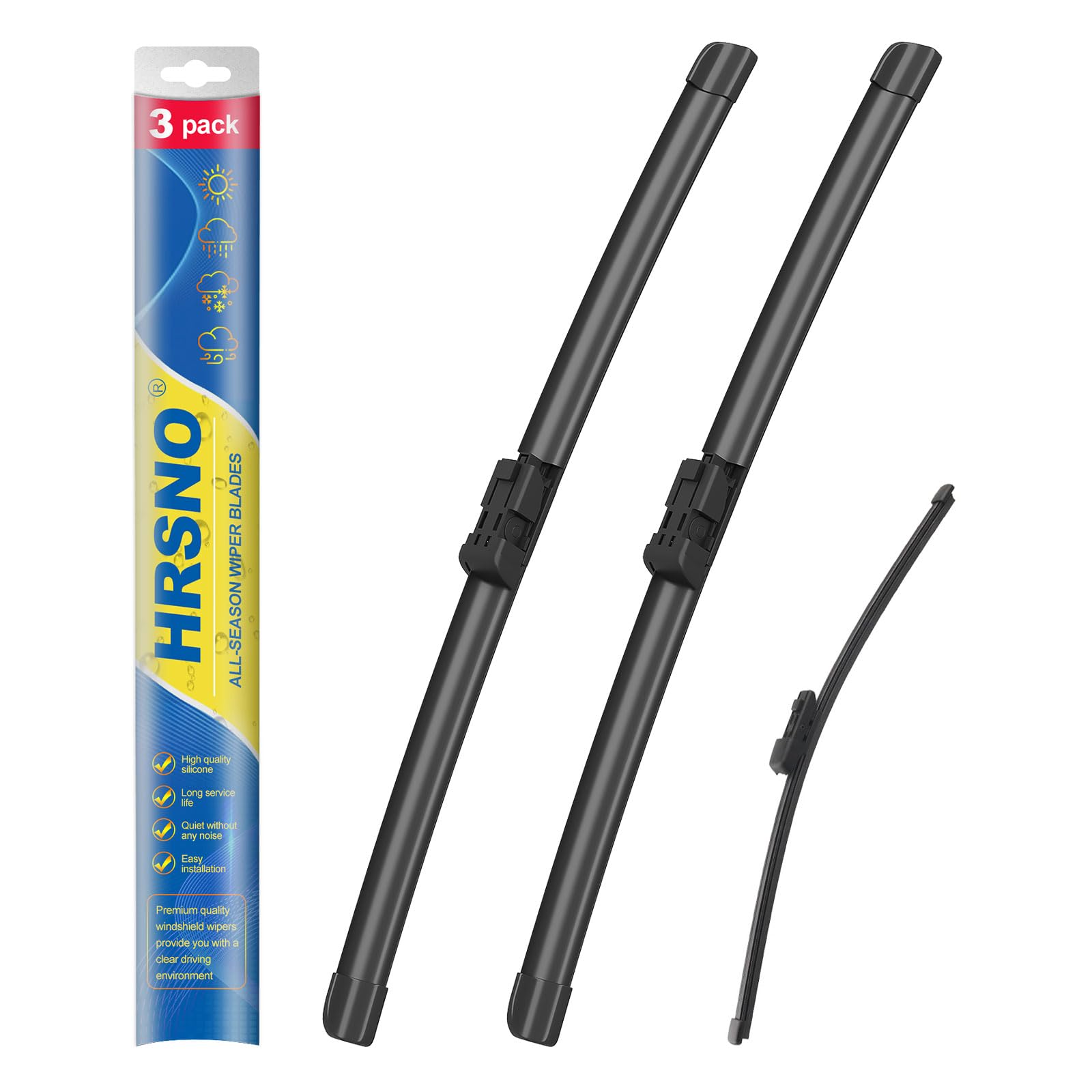 Hrsno 26''+22'' Windshield Wipers With 12'' Rear Wiper Blade Sets Automotive Replacement For Volkswagen Atlas 2018-2023,Atlas Cr