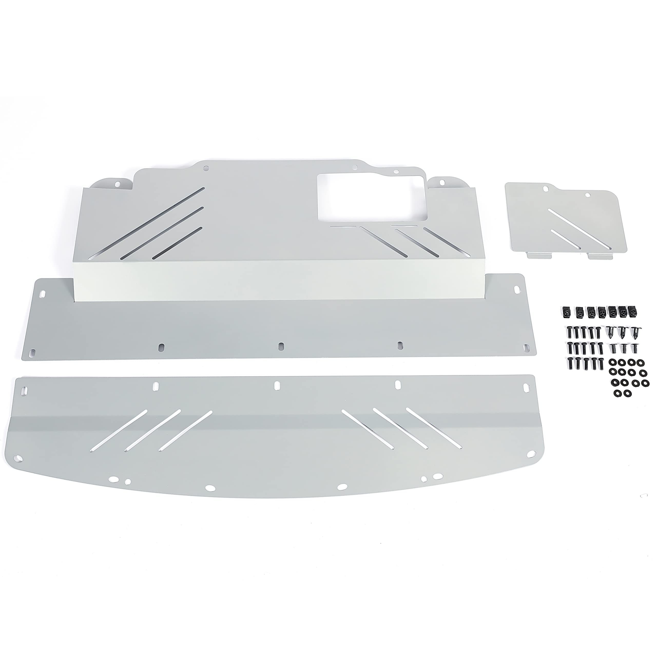 Kojem Engine Splash Shield Guard Compatible With 2007-2019 Infiniti G35 G37 Q40 Q60 (Rwd Only) & Nissan 370Z Silvery Aluminum Under Tray Cover Skid Plate