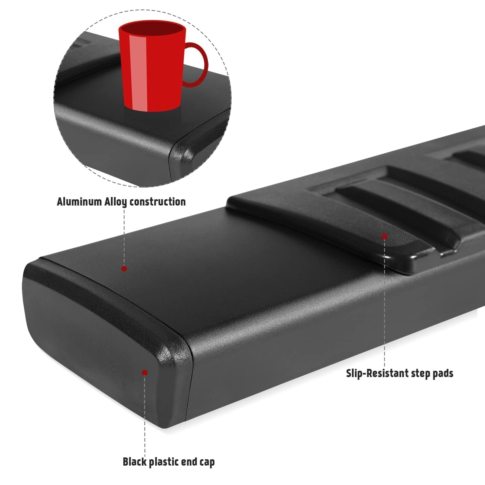 Pz 6'' Double Cab Running Boards For 2007-2018 Chevy Silverado/Gmc Sierra 1500, 2007-2019 For 2500Hd 3500Hd 2019 Ld Black Alumin