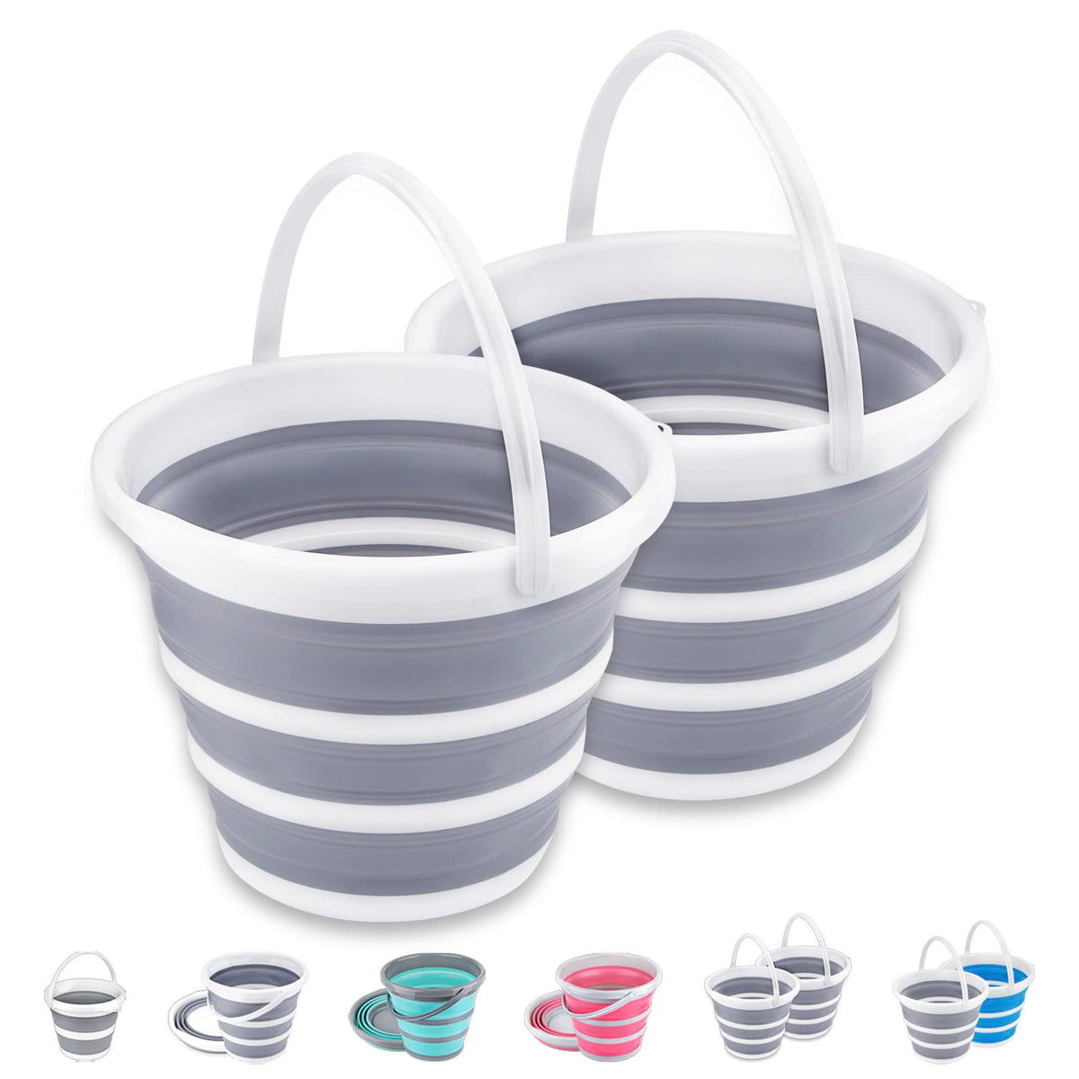 2 Pack Collapsible Buckets 10L 2.6 Gallon Cleaning Bucket Mop Bucket Folding Foldable Portable Small Plastic Water Supplies For Outdoor Garden Camping Fishing Car Wash Space Saving