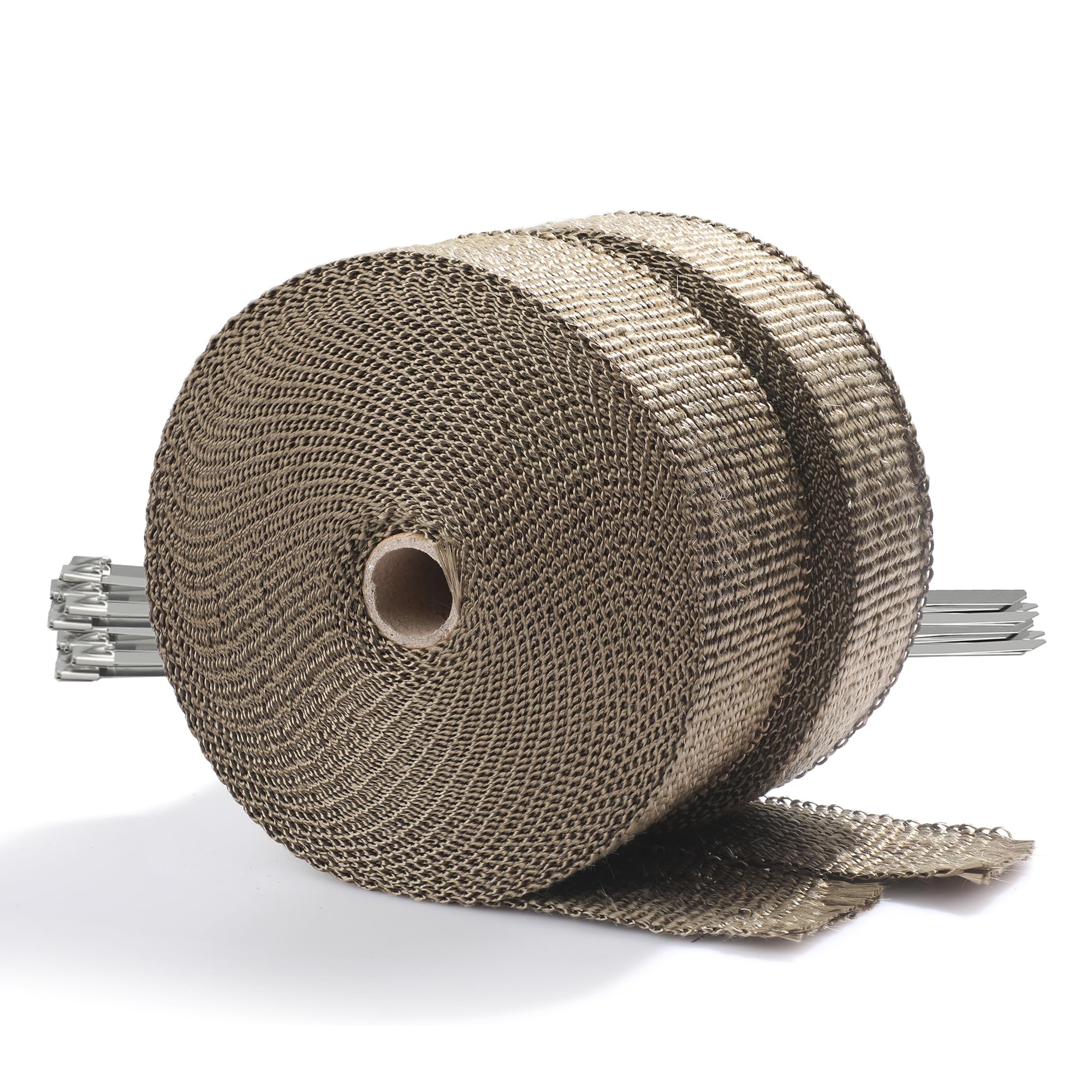 Artr Titanium Exhaust Header Wrap 2 Rolls (2 X 50' Each Roll) Kit With 20Pcs 11.8 Inch Stainless Steel Locking Ties
