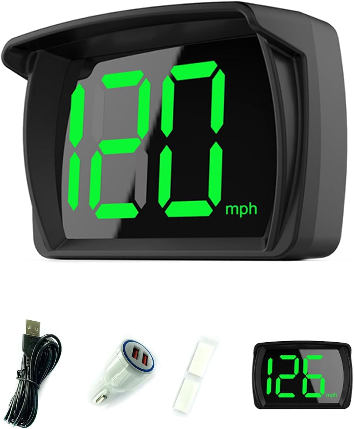 GPS Speedometer HUD, Upgraded LED Large Font Digital Head-Up Display with MPH, for All Cars, Vehicles,Motorcycles,Bicycles - Plu