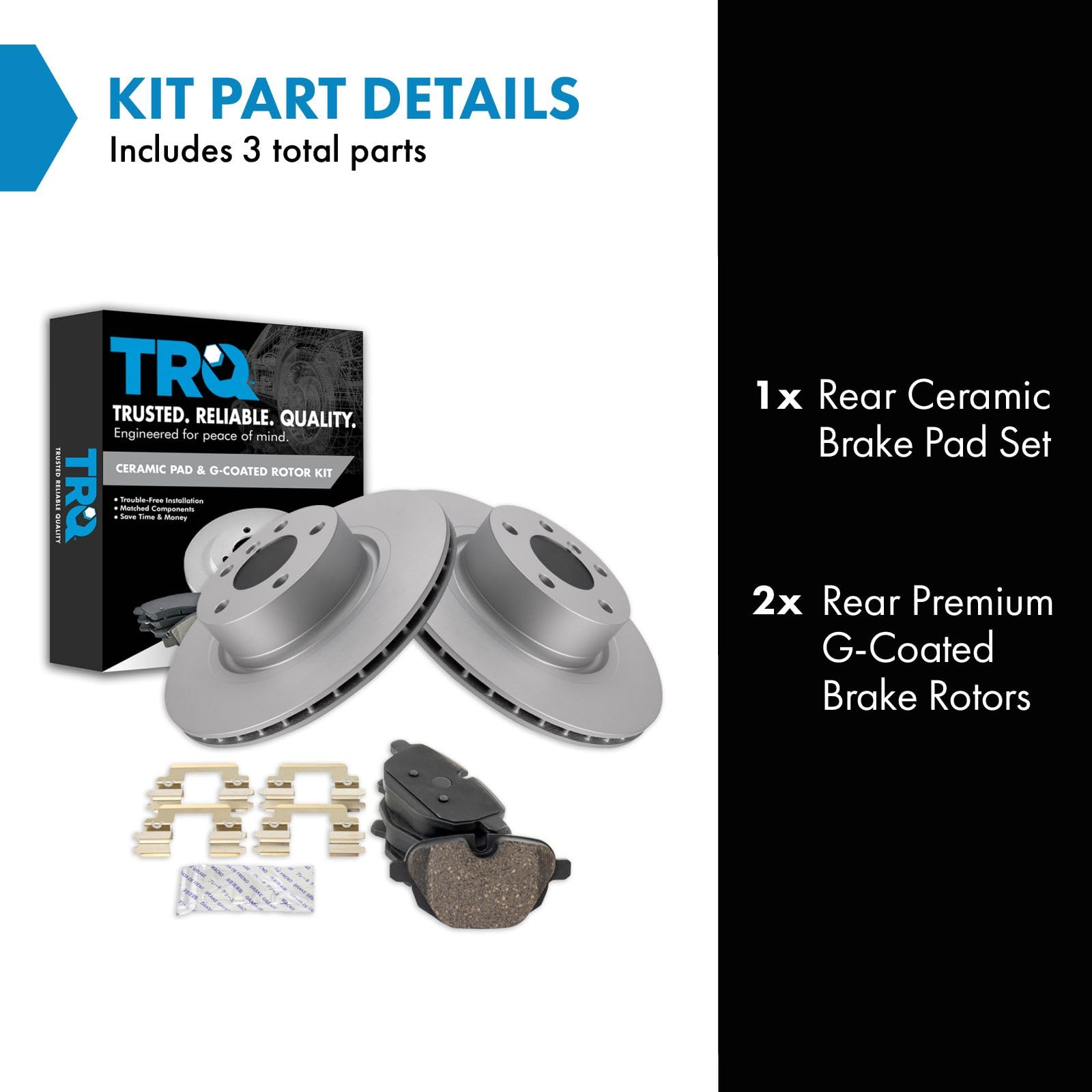 Trq Rear Brake Pad & Rotor Kit Brake Pads Brake Rotor Ceramic Premium G-Coated Compatible With 2011-2016 Bmw X3 2015-2016 X4