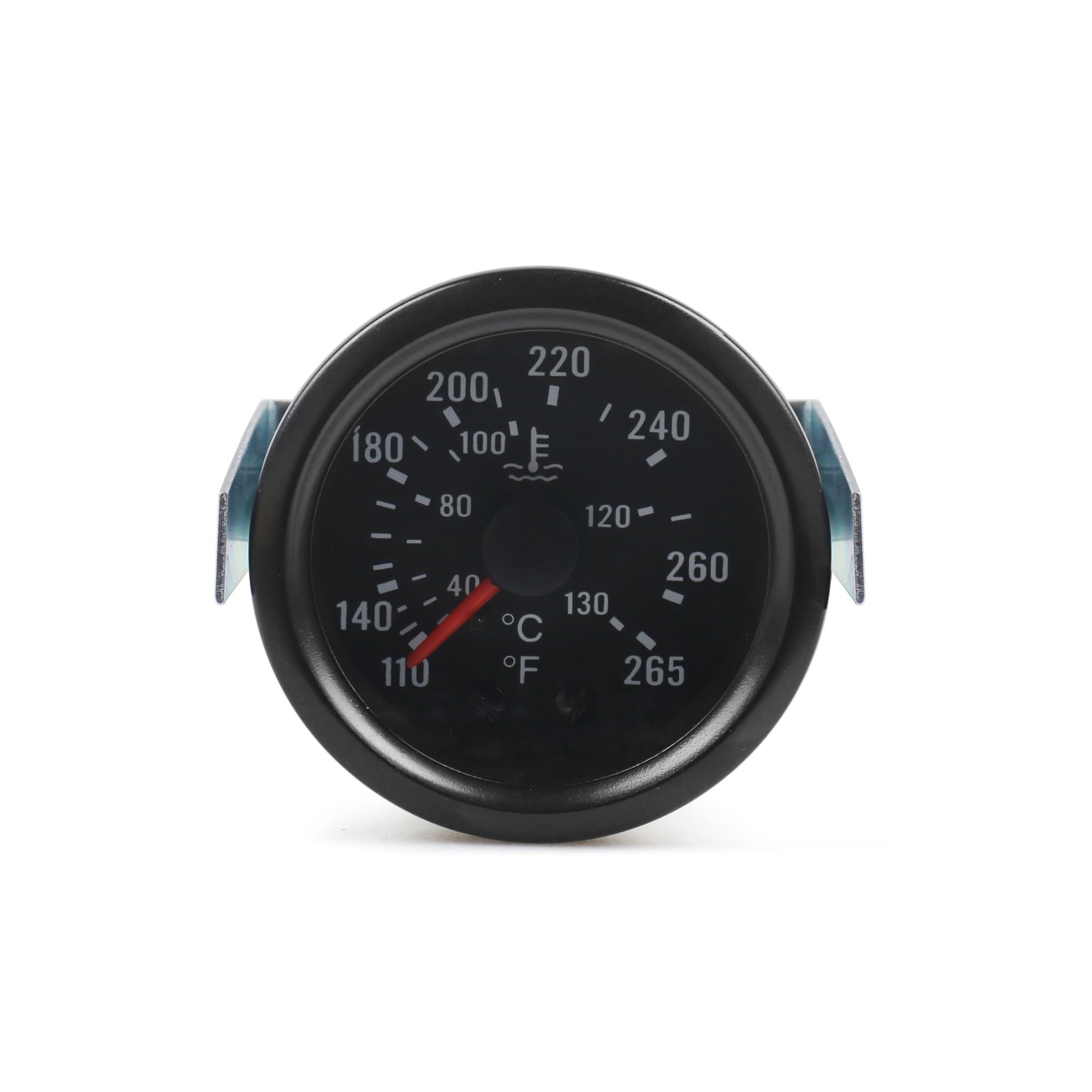 Dyno Racing 2" 52mm Mechanical Water Temperature Gauge, 12V, 40-130℃, NPT 1/2 Sensor, Yellow Light, Model #dyno101934