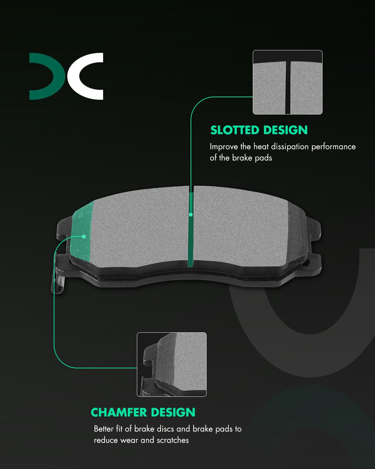 Scitoo D1264 D1275 Front Rear Ceramic Brake Pads Sets Fit For Chevy Captiva Sport 12-15,For Chevy Equinox 2007-2009,For Pontiac
