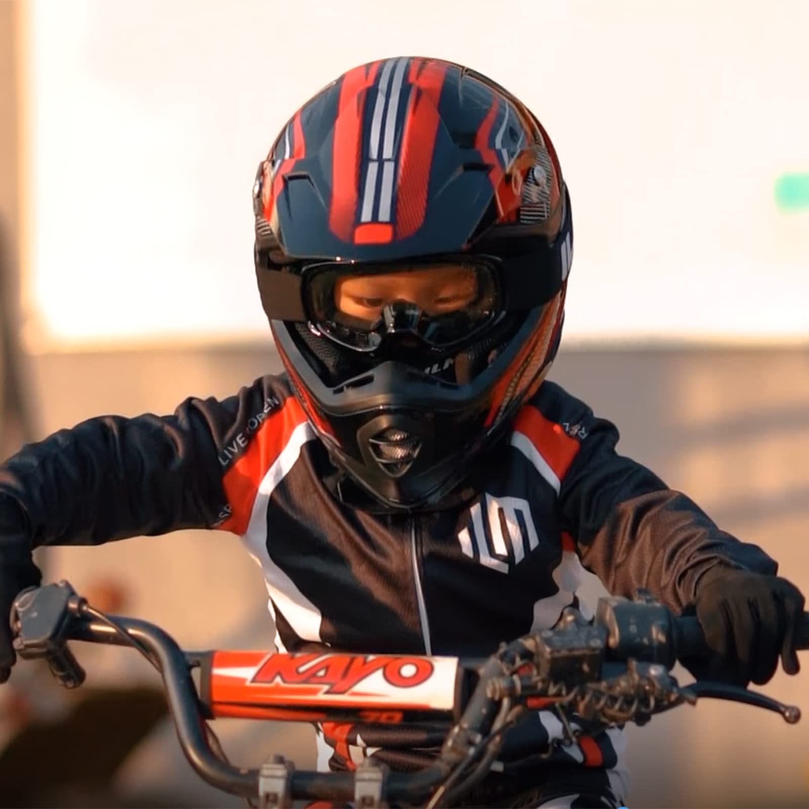 Ilm Youth Kids Atv Motocross Helmet Goggles Sports Gloves Dirt Bike Motorcycle Off Road Dot Approved B07 (Youth-M, Red/Silver)