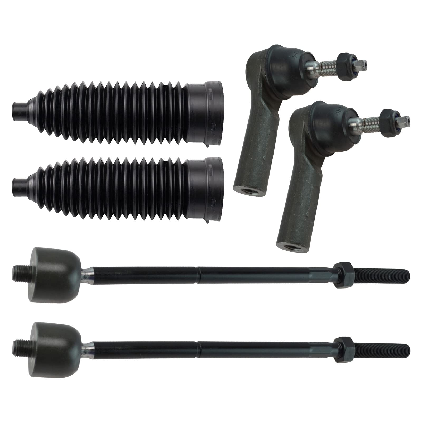 Trq Front Steering Kit Steering Rack & Pinion Bellow Tie Rod Compatible With 2009-2012 Ford Escape
