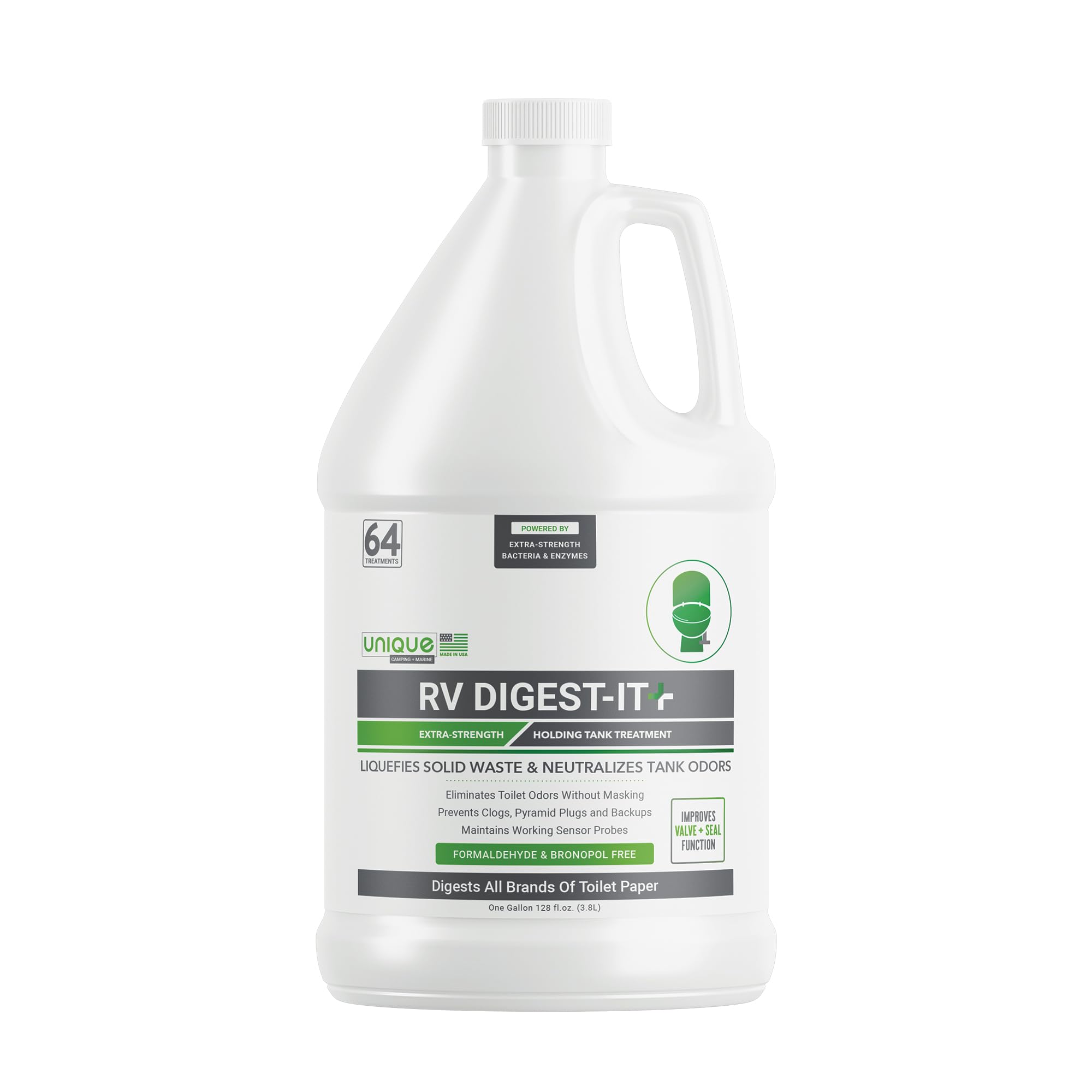 Unique Rv Digest-It+, Extra-Strength Rv Toilet Treatment - Liquifies Waste And All Brands Of Toilet Paper - Odor Eliminator (128