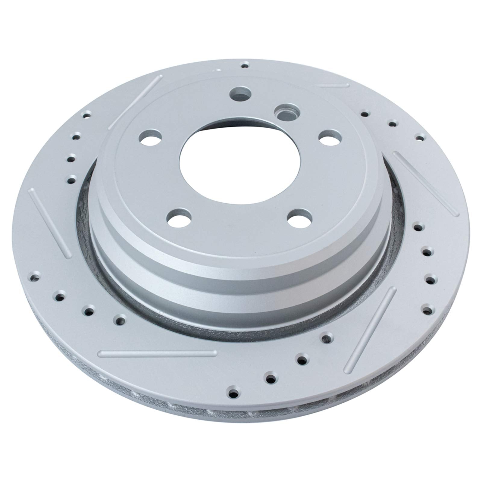 Trq Rear Performance Brake Rotors Set Vented Premium G-Coated Cross Drilled & Slotted Compatible With 2001-2003 Bmw 525I 1997-20