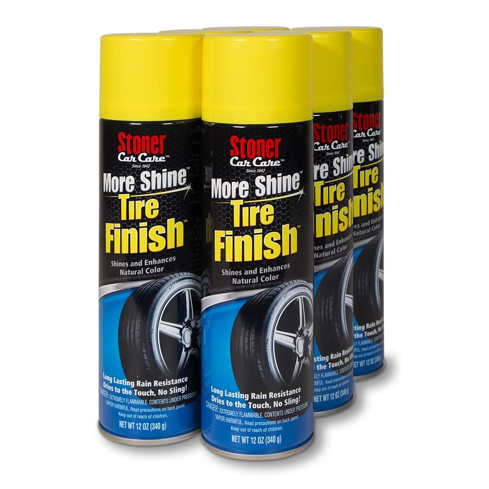 Stoner Car Care 91094-6Pk More Shine Tire Finish For Tire And Wheel Care Creates A Long-Lasting, Rain-Resistant Tire Shine, Makes Faded Tires Look New, Non-Greasy Formula, 12 Oz, Pack Of 6