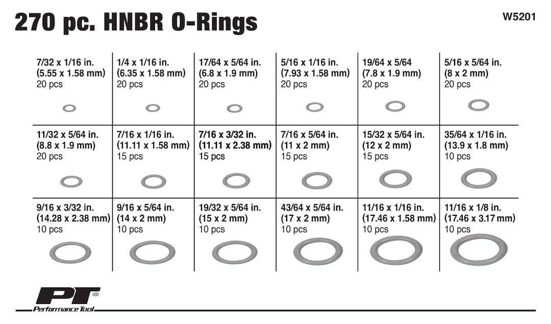 270 Pc Hnbr O-Ring Assortment Kit