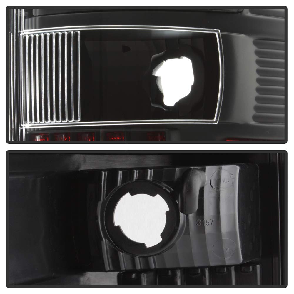 Acanii - For Black 2004 2005 2006 2007 2008 Ford F150 Lobo Pickup Led Tube Tail Lights Lamps