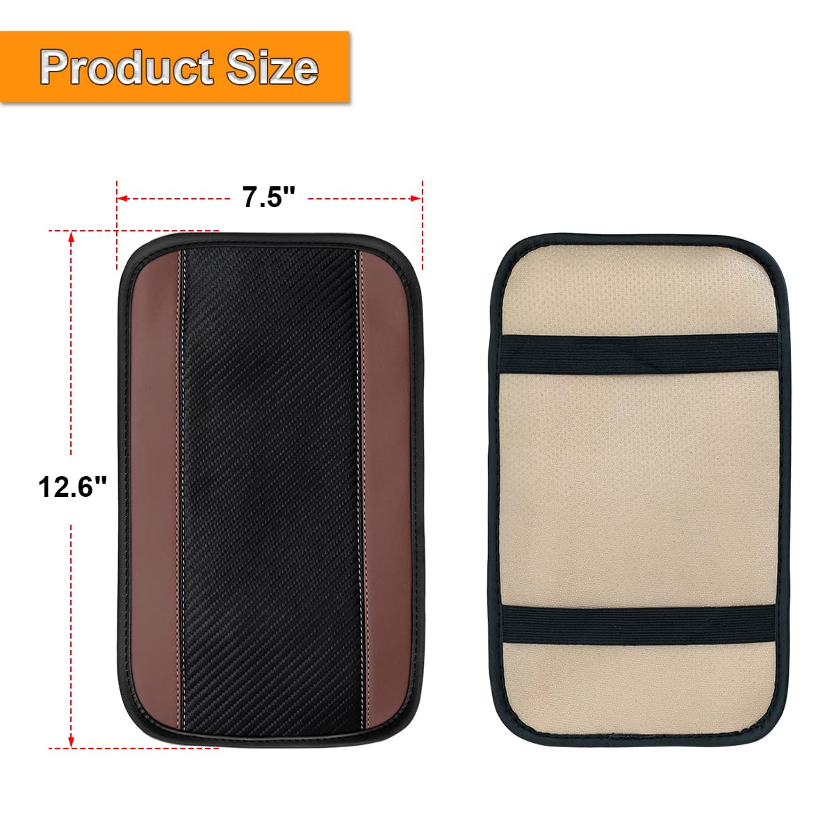 8Sanlione Car Center Console Cover, 12.6X7.5 Pu Leather Car Armrest Cover Universal Waterproof Center Console Pad, Car Accessories Interior Protection For Cars, Vehicles, Suvs (Brown)