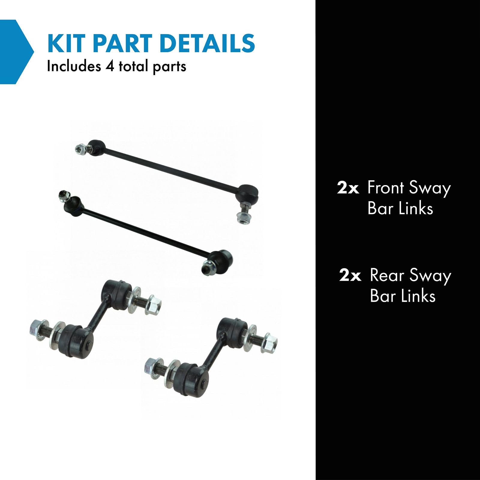 Trq Front & Rear Sway Bar Stabilizer Link Set Compatible With 2007-2008 Hyundai Entourage 2006-2014 Kia Sedona