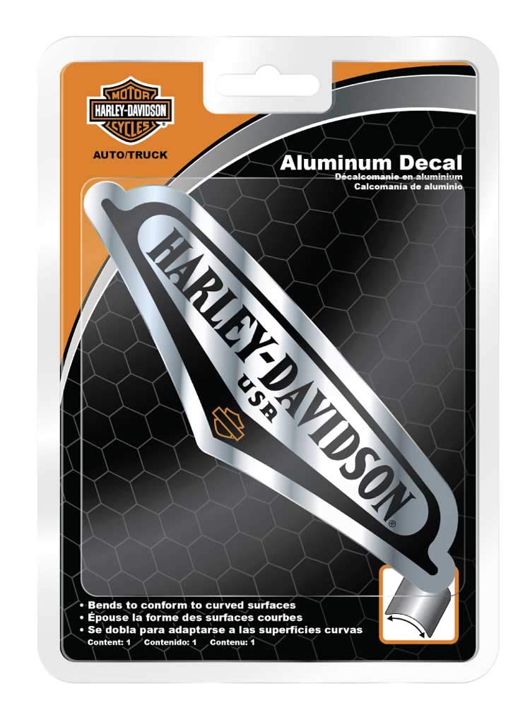 Harley-Davidson Debossed V-Tank Aluminum Decal - Silver & Black - 5 X 7 In.
