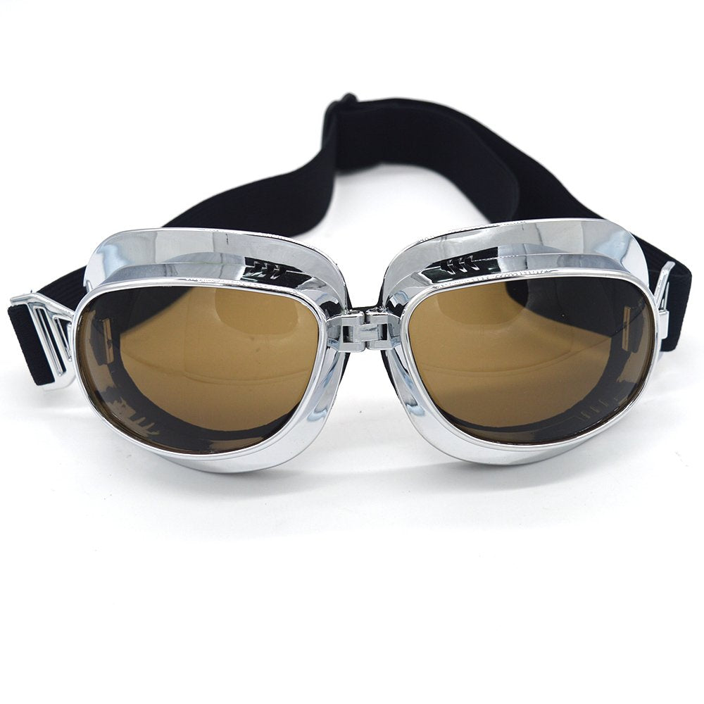 evomosa Motorcycle Goggles Vintage Pilot Goggles Retro Motocross Goggle Outdoor Eyewear Sports Glasses for Half Helmet