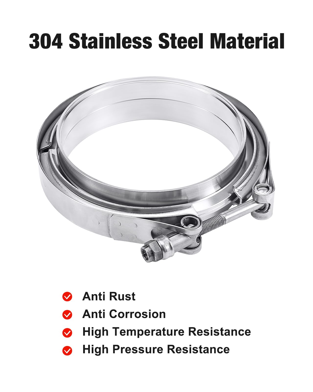 Evil Energy 5.0 Inch V Band Clamp With Flange Male Female 304 Stainless Steel 1Pc