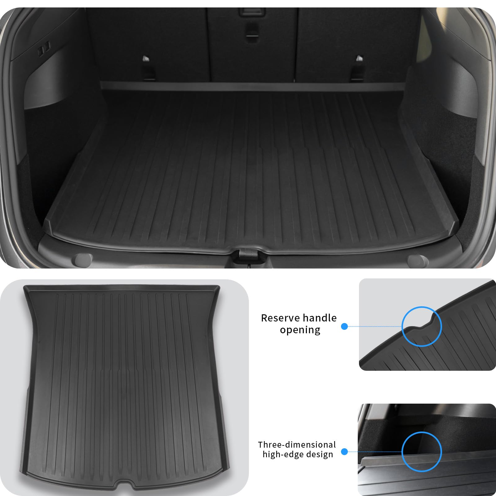 Cyberbeans All Weather Cargo Liners For Tesla Model Y Trunk Mats,Front And Rear Frunk Trunk Tray Mats Protector 2021 2022 2023 2