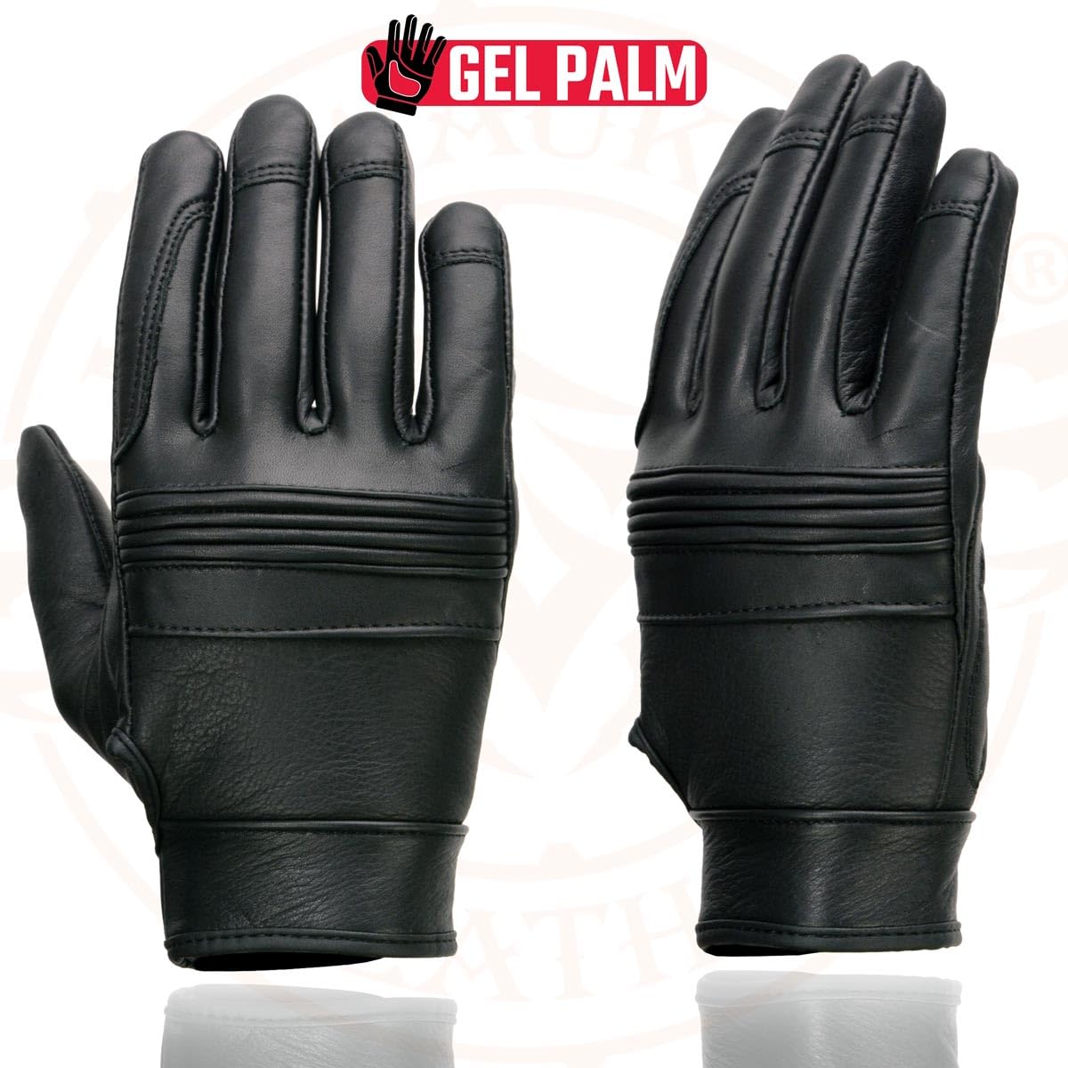 Milwaukee Leather Men's Motorcycle Gloves, Black Leather with Gel Palm, Flex Knuckles, Large, Model MG7535-BLK-L