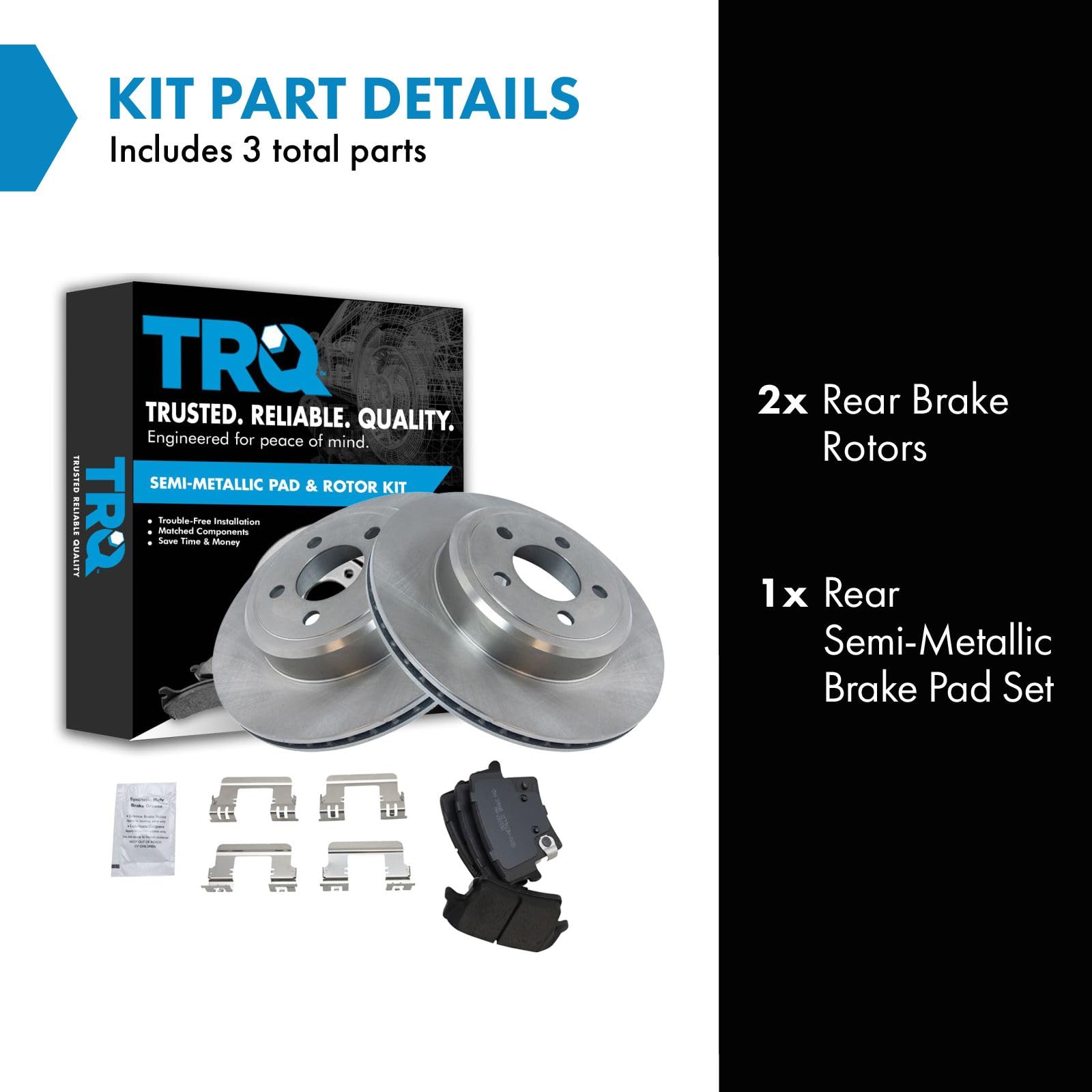 Trq Rear Brake Pad & Rotor Kit Brake Pads Brake Rotor Semi-Metallic Compatible With 2005-2021 Chrysler 300 2009-2021 Dodge Chall