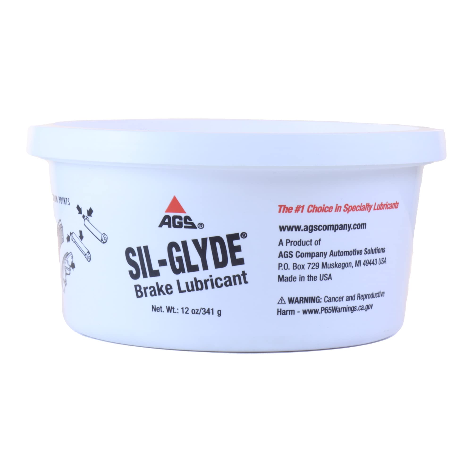 AGS Automotive Solutions SIL-Glyde 12 oz Tub Silicone Based Brake Assembly Lubricant for Eliminating Disc Brake Squeal - Moistur
