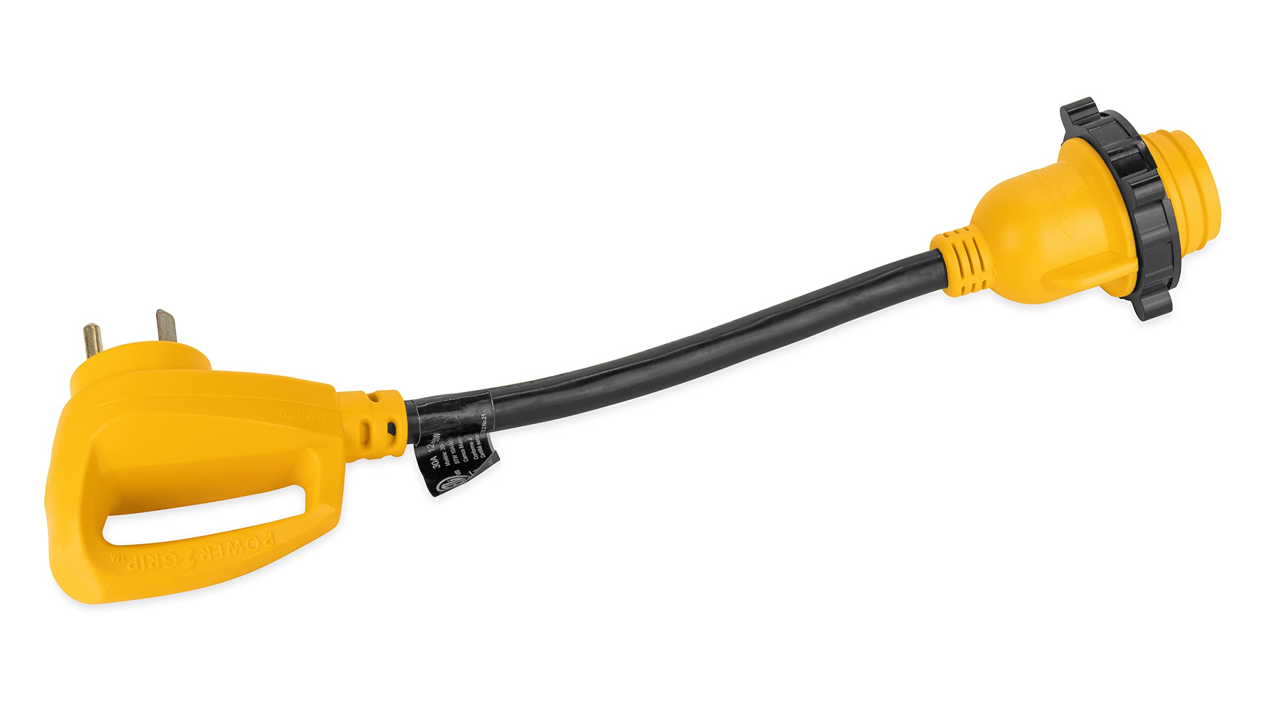 Camco 55512 Powergrip 18 30 Amp Male Standard/30 Amp Female Locking Adapter