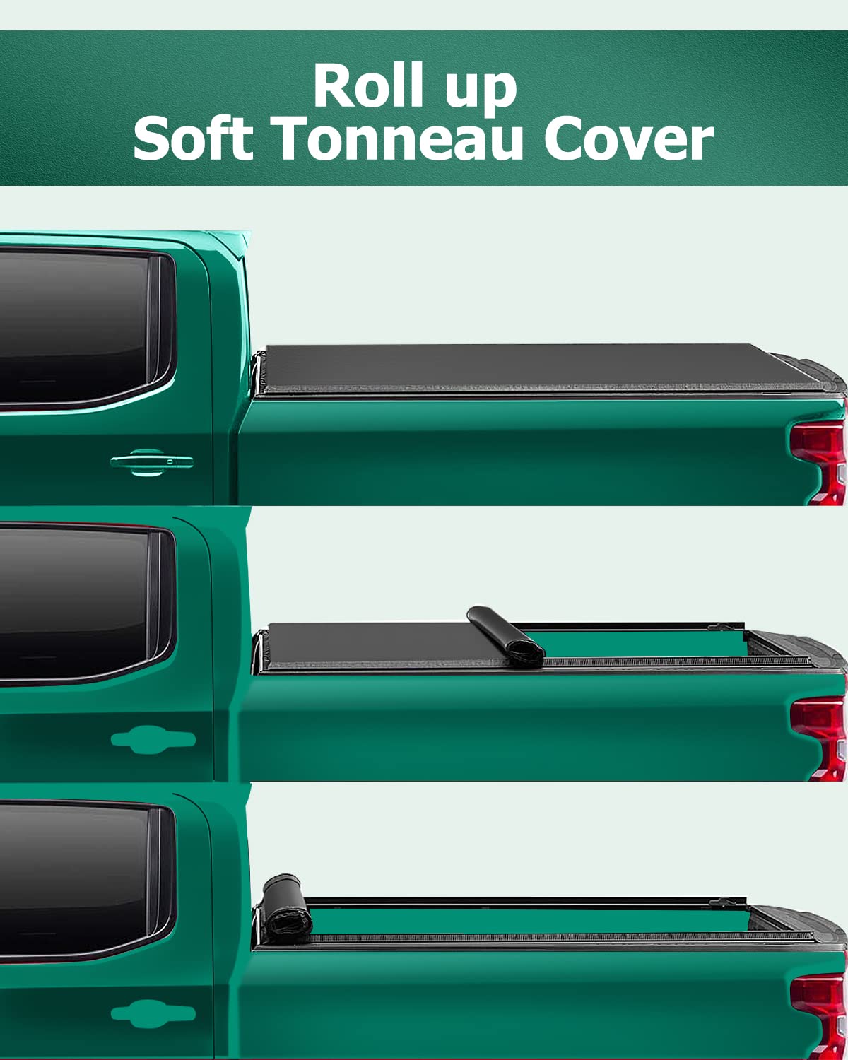 SCITOO Roll Up Truck Bed Tonneau Cover Fits for 1999-2006 for Chevy Silverado 1500/GMC Sierra 1500, 2001-2006 for GMC Sierra 250