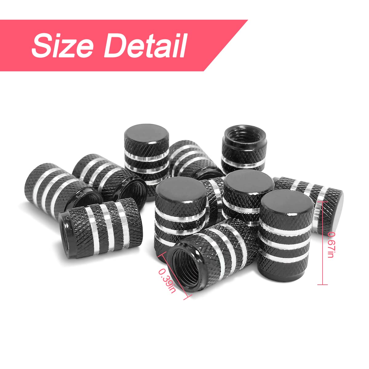 Tire Valve Stem Caps, 12 Pcs Dustproof Corrosion-Proof Premium Metal Rubber Seal Tire Valve Caps, Universal Fit For Cars, Suvs, Bike And Bicycle, Trucks, Motorcycles (Black/Silver)