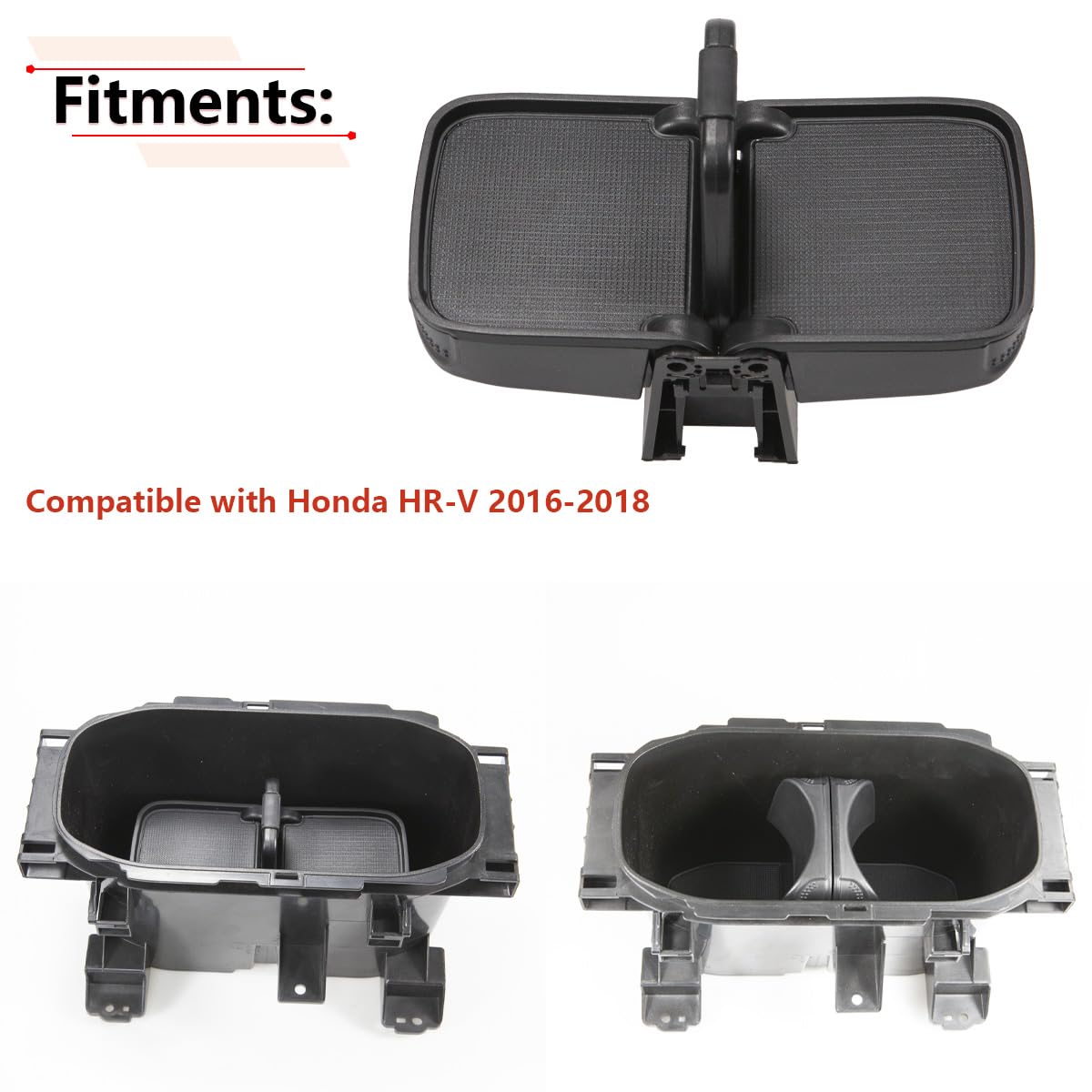 Rlb-Hilon Cup Holder Insert Compatible With Honda Hrv Hr-V 2016 2017 2018 Year, For 77230-T7W-A02Za