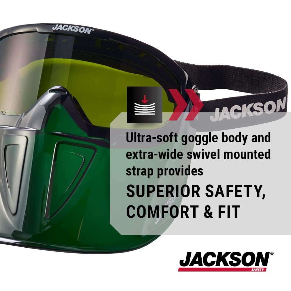 Jackson Safety Gpl530 Premium Goggle With Detachable Face Shield, Anti-Fog Coating, Shade 3 Ir Lens, Green, 21001
