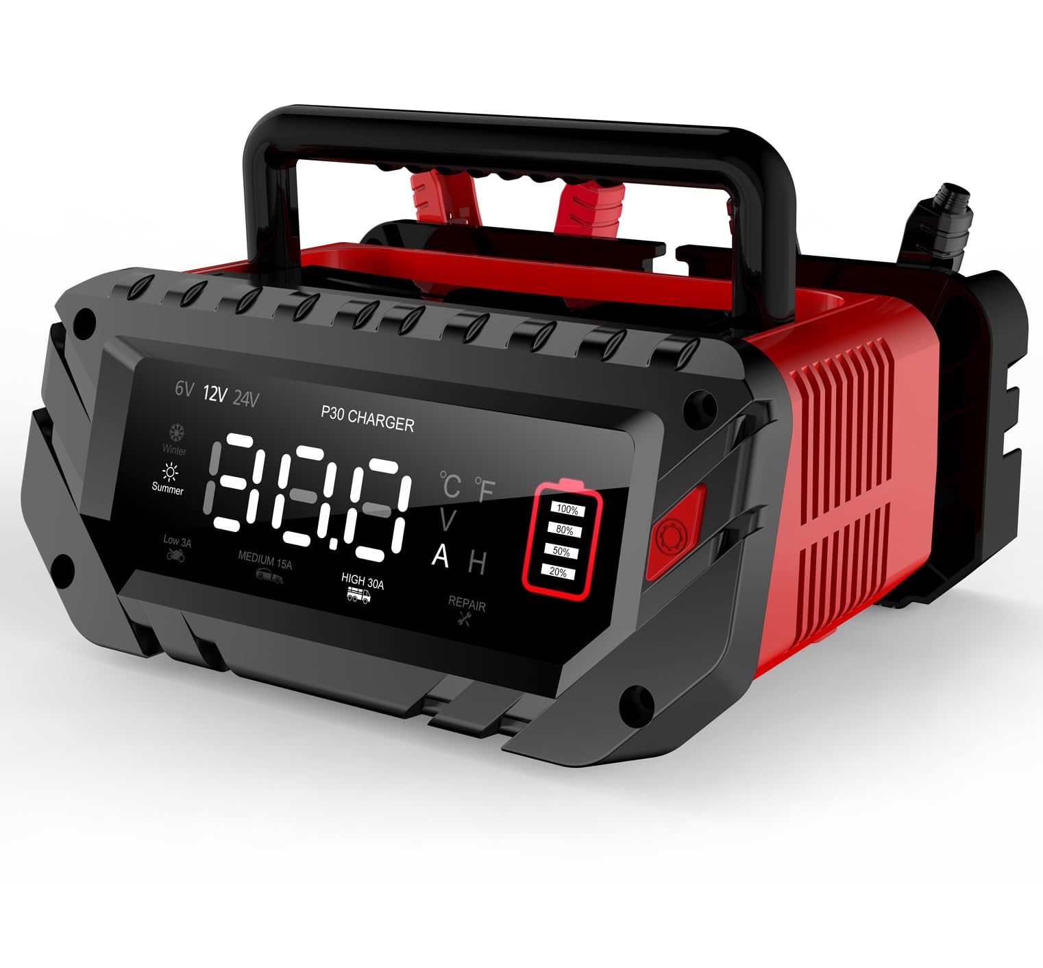 30 Amp Lithium Battery Charger,6V10A/12V30A/24V16A Lifepo4,Lead-Acid(Agm/Gel/Sla..) Smart Car Battery Charger,Battery Maintainer