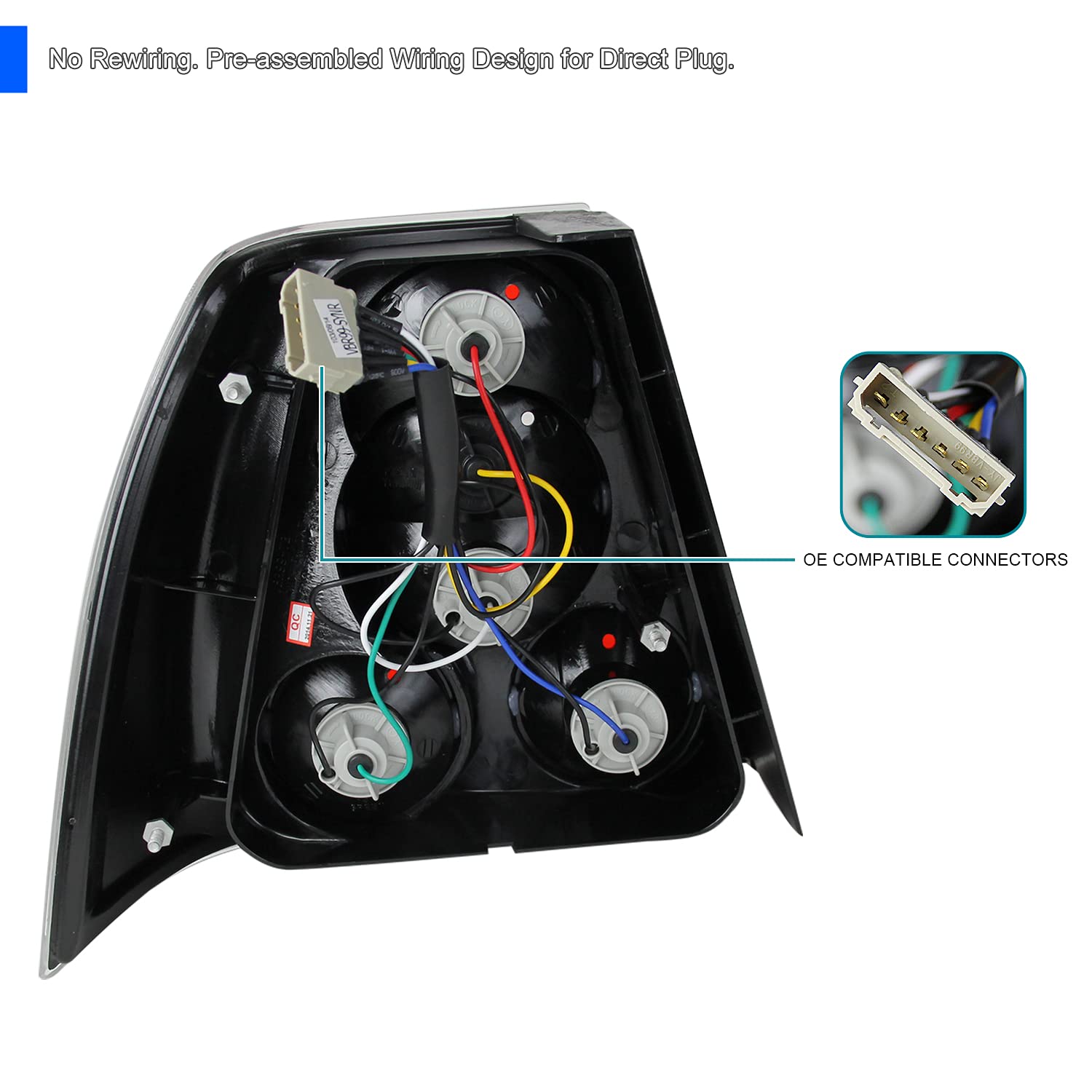 Spec-D Tuning Chrome Housing Clear Lens Tail Lights Compatible with 1999-2005 VW Jetta/Bora MK4 4-door Sedan, Left + Right Pair Assembly