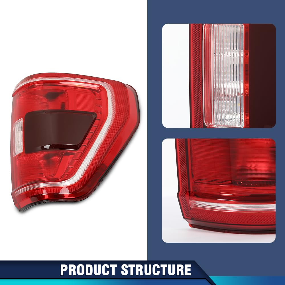 Pit66 Led Tail Lights Pair Compatible With 2021-2023 Ford F150 W/Factory Incandescent W/Blind Spot Tail Light Models Ml3Z-13405-
