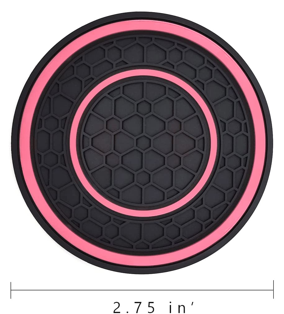 Auprite Car Cup Holder Coasters, 2 Pack Universal Auto Anti Slip Cup Holder Insert Coaster, Car Interior Accessories (Pink)
