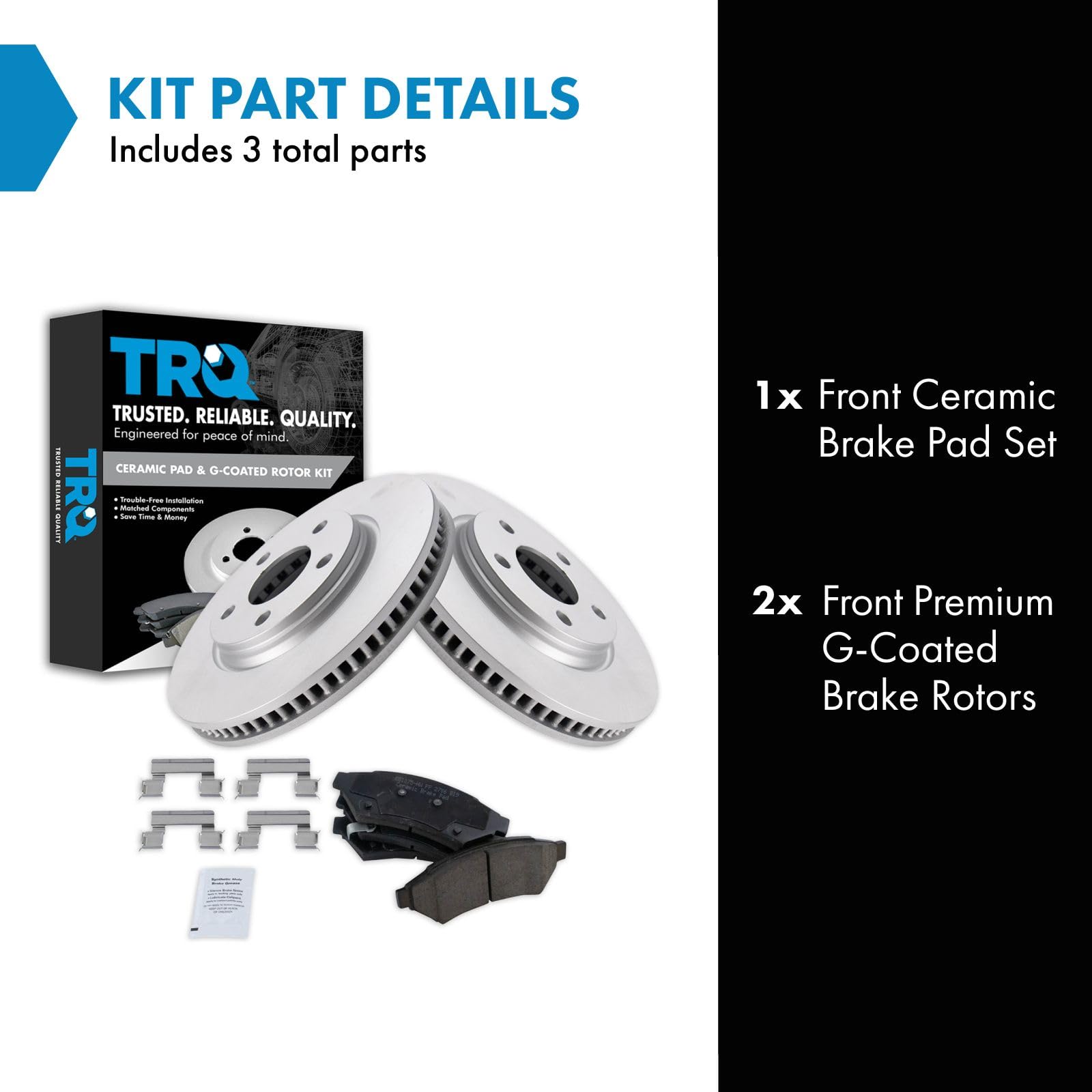 Trq Front Brake Pad & Rotor Kit Brake Pads Brake Rotor Ceramic Premium G-Coated Compatible With 2005-2008 Buick Lacrosse 2005 Te