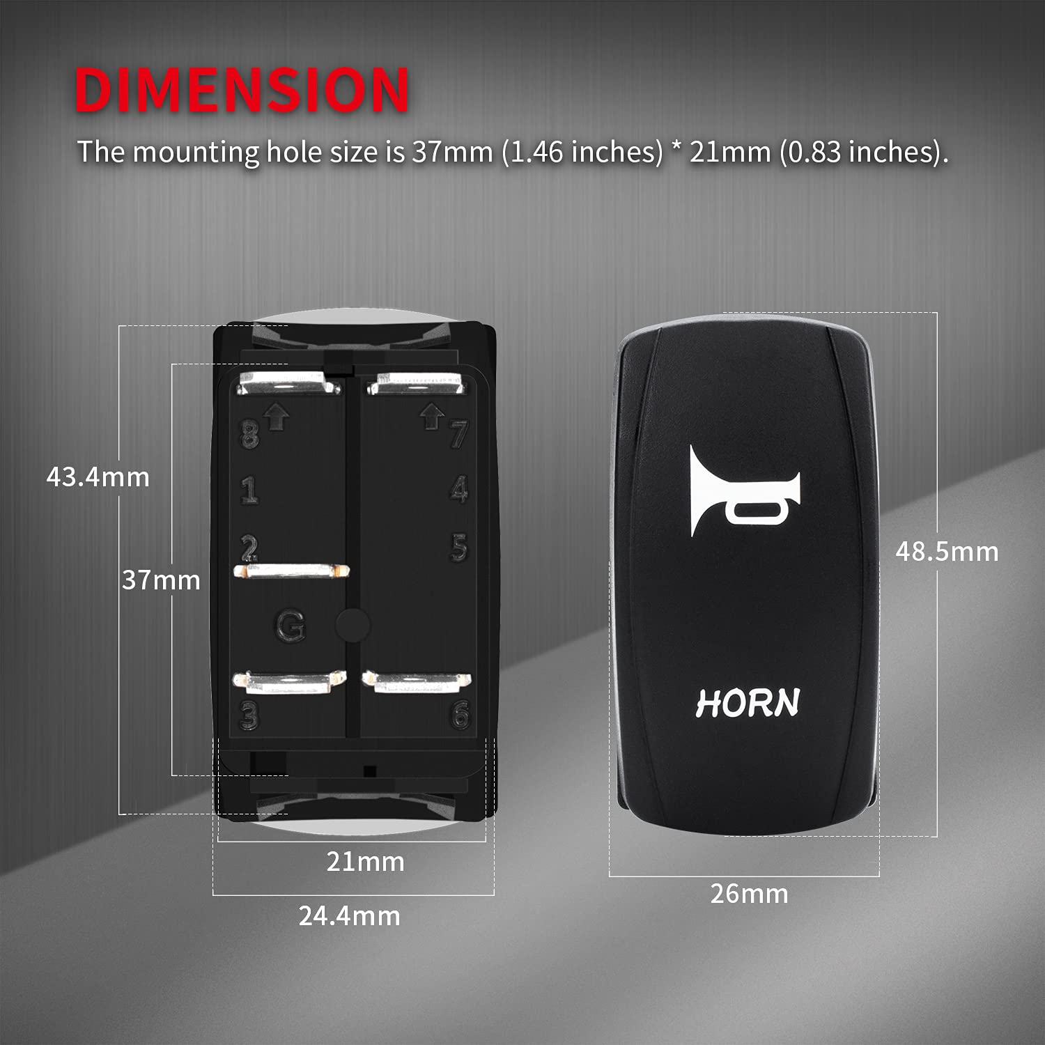 Daiertek 12V Horn Button Momentary Rocker Switch Blue Led 12 Volt John Deere Polaris Ranger Auto Train Atv Utv Rzr Boat Marine T