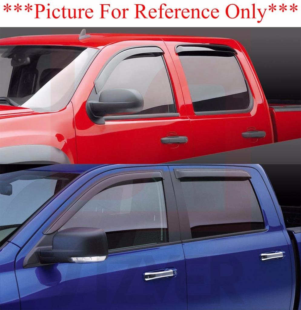 Sizver Smoked Window Visors/Wind Rain Deflector Rain Guard For 2005-2015 Toyota Tacoma Double Cab Only