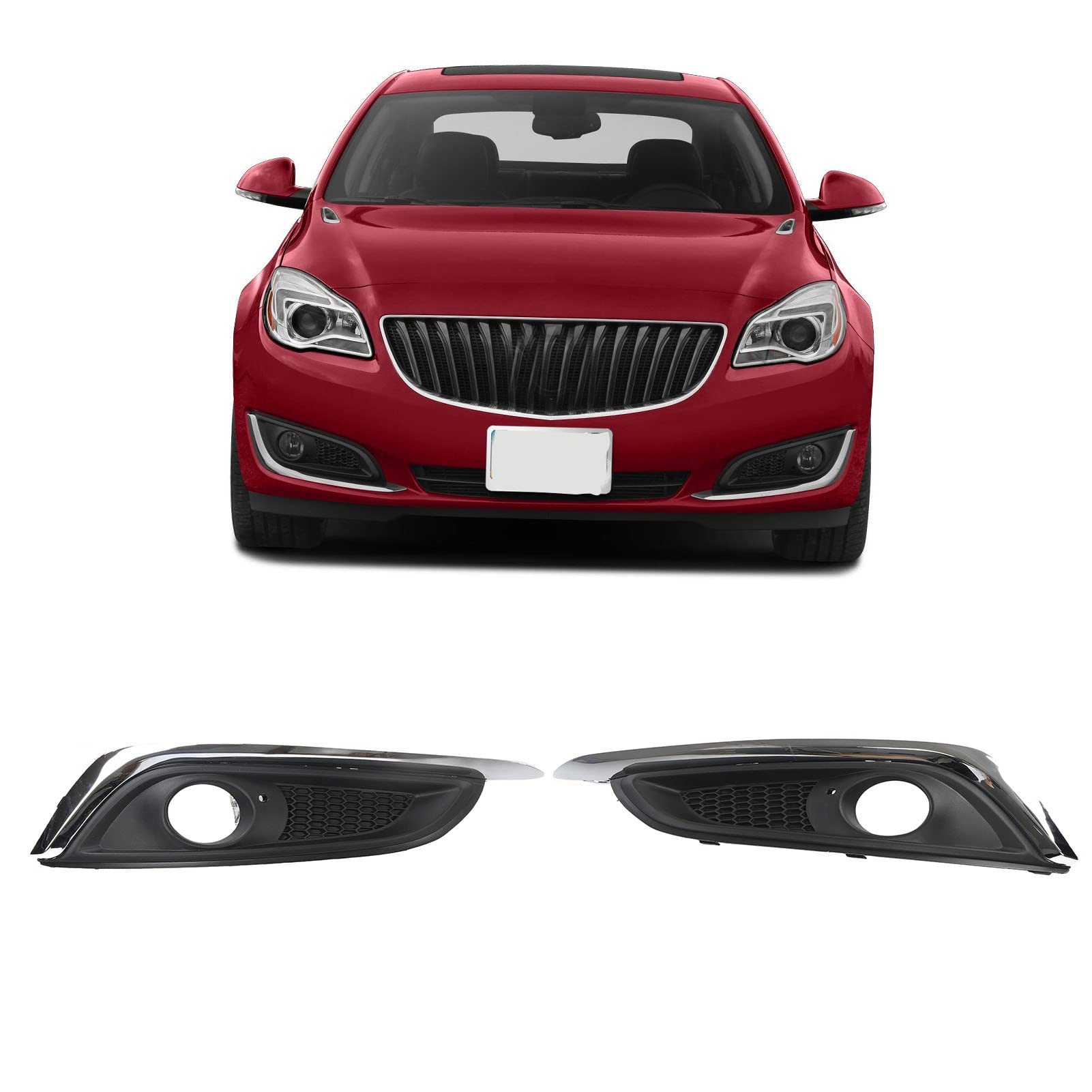 Aramox Fog Light Cover Trim, 23142357 23142358 Compatible with Regal 2014-2017, 1 Pair of Left Right Side Front Bumper Fog Light